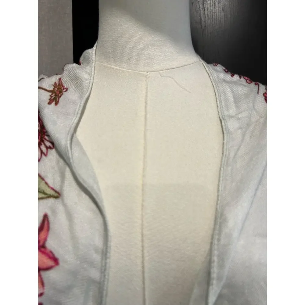 Scarf Max Edition Cream Pink Floral Rayon Coquette Boho Long Scarf Cottage core